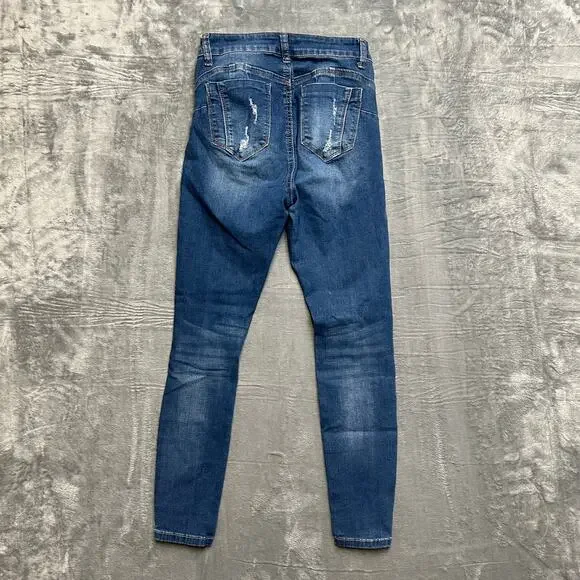 Wax Distressed Butt I Love You Skinny‎ Jeans Women's Size 26 Blue Denim - Picture 2 of 6